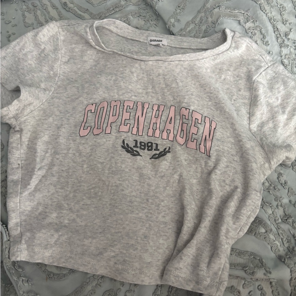 Garage Heather Gray Women’s Tee with Pink Print